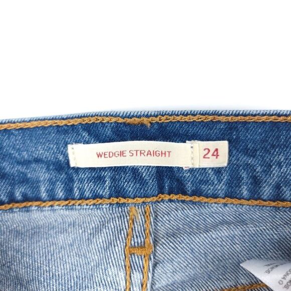 LEVIS Premium Wedgie Straight High Rise Ankle Crop Jeans Western Denim 24 x 28 - Picture 2 of 9